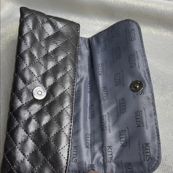 5/$25 KMS California Quilted Make Up Brush Clutch Metallic Pewter Travel Snap - Picture 6 of 7